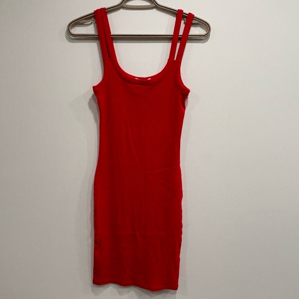 Red Ribbed Bodycon Dress